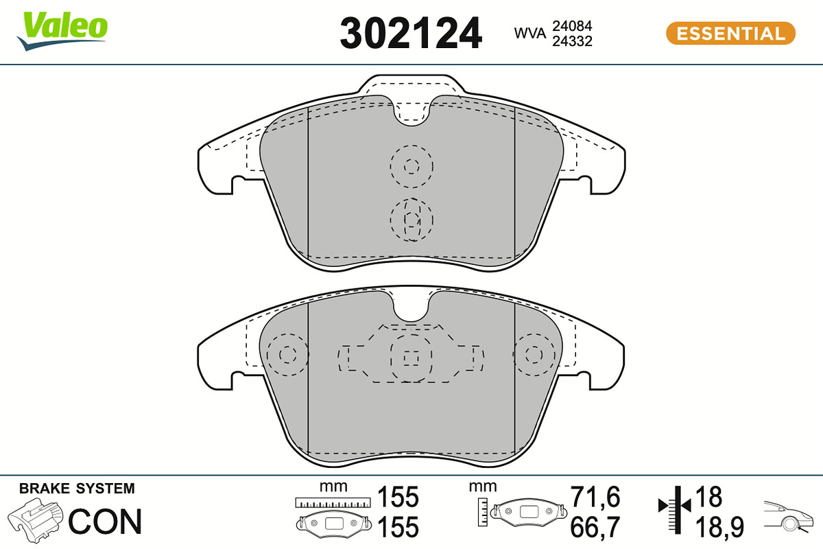 Jogo de 4 pastilhas de travão VALEO ref. 302124